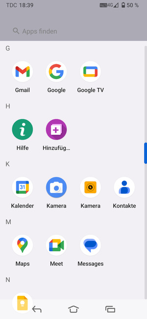 Scrollen Sie und wählen Sie Kontakte
