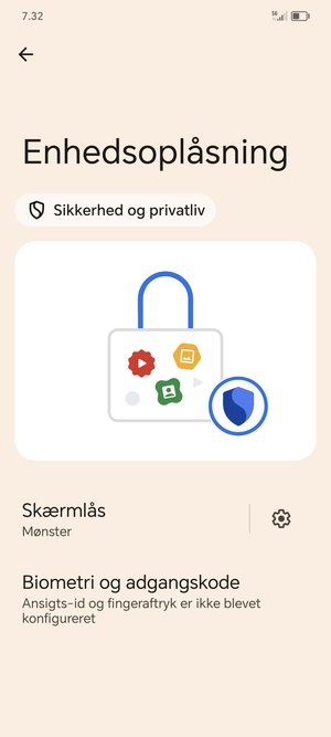 Din telefon er nu sikret med en skærmlås