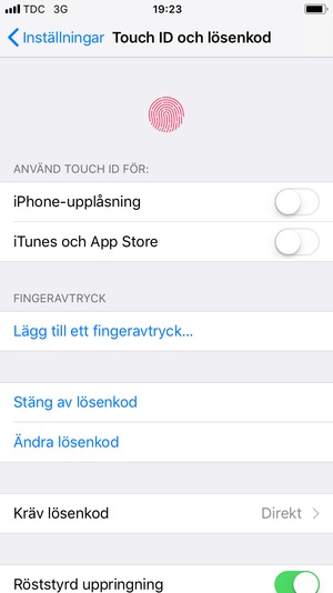Välj Ändra lösenkod