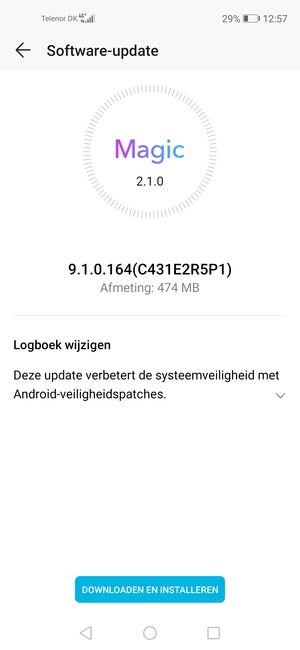Als uw telefoon niet up-to-date is, selecteer DOWNLOADEN EN INSTALLEREN