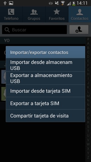 Seleccione Importar desde tarjeta SIM