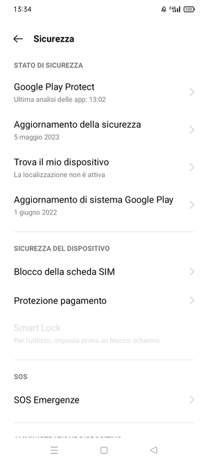 Seleziona Blocco della scheda SIM
