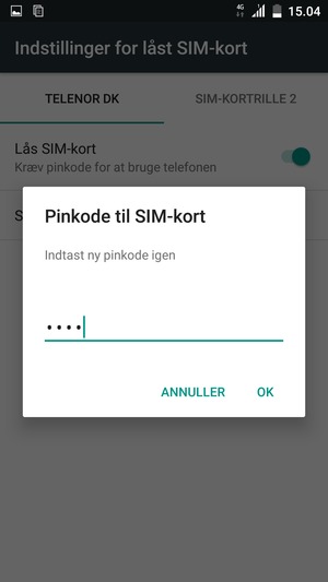 Bekræft din nye pinkode til SIM-kort og vælg OK