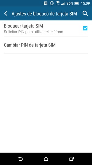 Seleccione Cambiar PIN de tarjeta SIM
