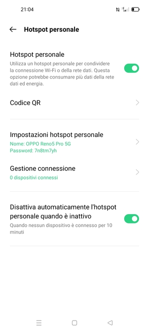 Il telefono è ora pronto per essere usato come modem