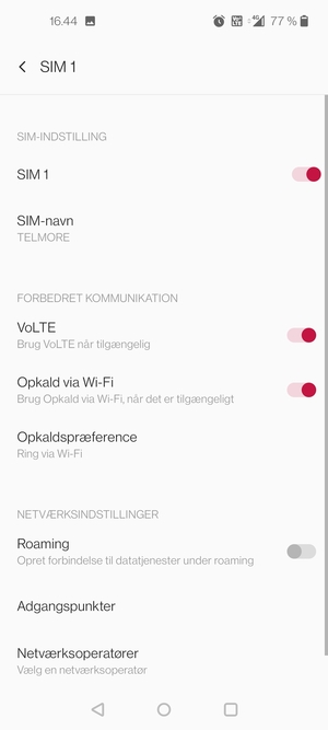 For at skifte netværk, hvis der opstår netværksproblemer, vælg Netværksoperatører
