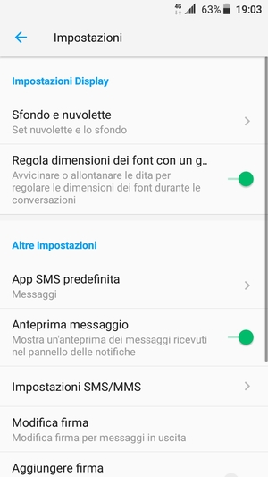 Seleziona Impostazioni SMS/MMS