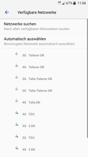 Wählen Sie einen Netzbetreiber von der Liste