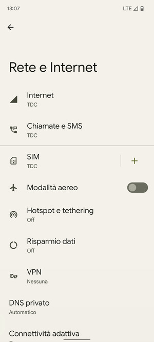 Seleziona Hotspot e tethering