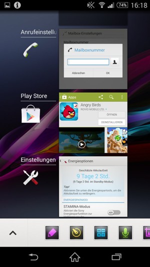 Apps nach rechts streifen, um sie zu schliessen