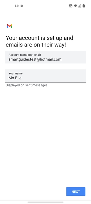 Give your account a name and enter your name. Select NEXT