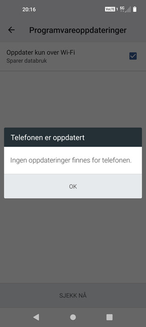 Hvis telefonen din er oppdatert, velg OK