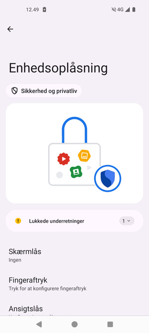 Vælg Skærmlås