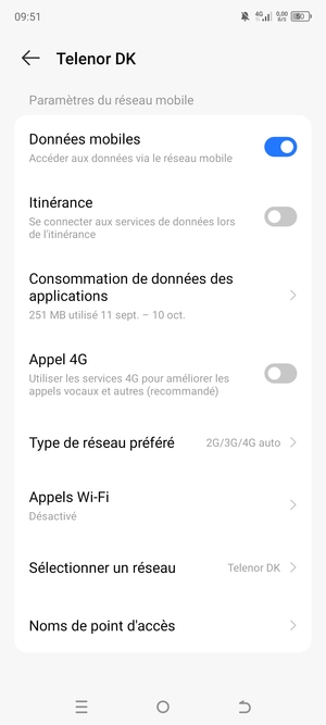 Faites défiler et sélectionnez Noms de point d'accès