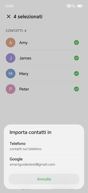 Seleziona il tuo account Google