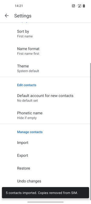 Your contacts will be saved to your Google account and saved to your phone the next time Google is synced.