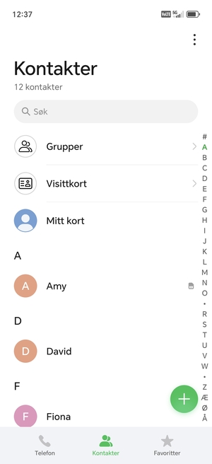Velg menyknappen