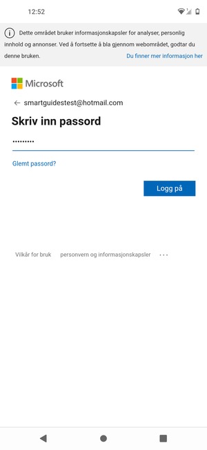 Skriv inn passord og velg Logg på