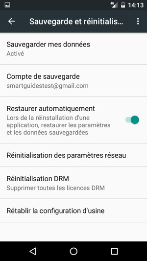 Sélectionnez Compte de sauvegarde