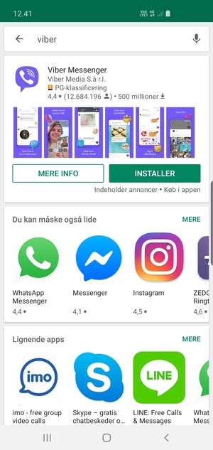Vælg INSTALLER