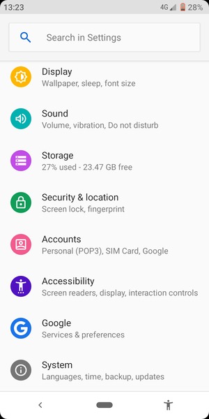 Scroll to and select Security & location