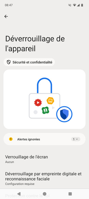 Sélectionnez Verrouillage de l'ecran