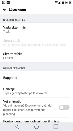 Vælg Vælg skærmlås