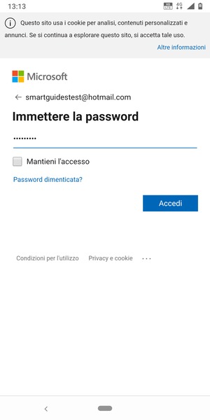Inserisci la tua password e seleziona Accedi