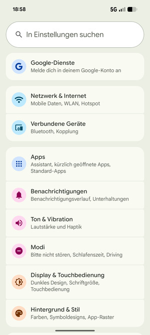 Wählen Sie Netzwerk & Internet