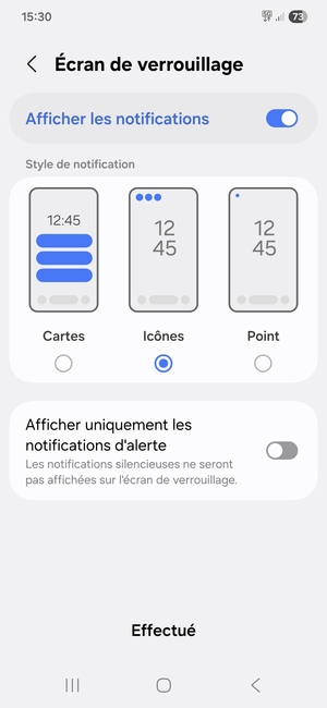 Sélectionnez votre options préférées et sélectionnez Effectué