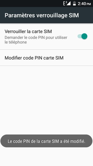 Votre Code PIN de la carte SIM a été modifié