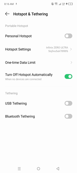 Select Hotspot Settings