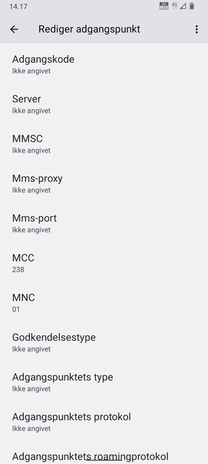 Scroll ned og indtast MMS-oplysninger
