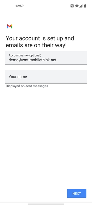 Give your account a name and enter your name. Select NEXT