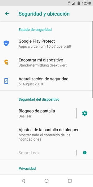 Seleccione Bloqueo de pantalla