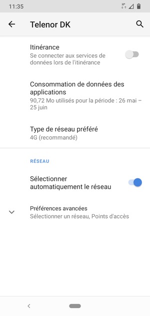 Sélectionnez Préférences avancées
