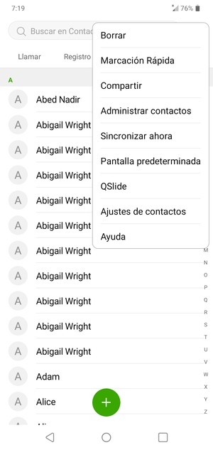 Seleccione Administrar contactos