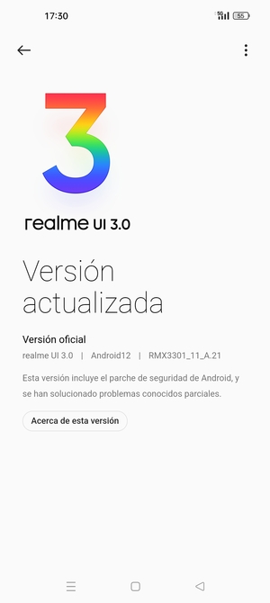 Si su teléfono está actualizado, verá la siguiente pantalla