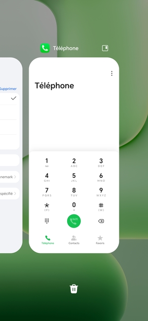 Sélectionnez l'icône Supprimer pour fermer toutes les applis en cours d'exécution