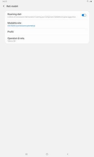 Attiva o disattiva Roaming dati