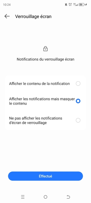 Sélectionnez votre option préférée et sélectionnez Effectué