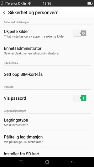 Velg Sett opp SIM-kort-lås