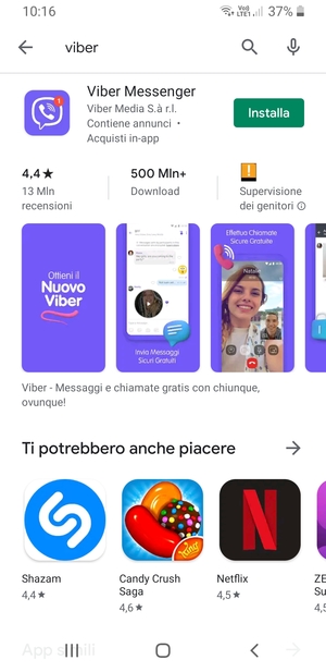 Seleziona l'applicazione