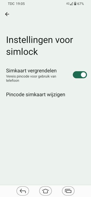 Selecteer Pincode simkaart wijzigen