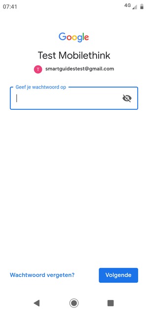 Voer uw wachtwoord in en selecteer Volgende