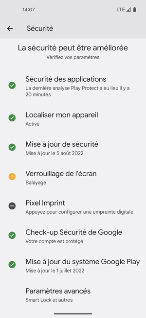 Faites défiler et sélectionnez Paramètres avancés