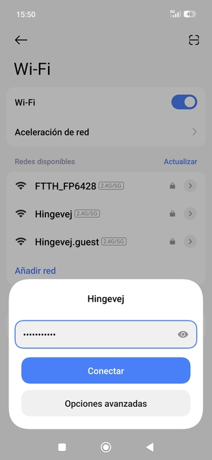 Introduzca la contraseña de Wi-Fi y seleccione Conectar