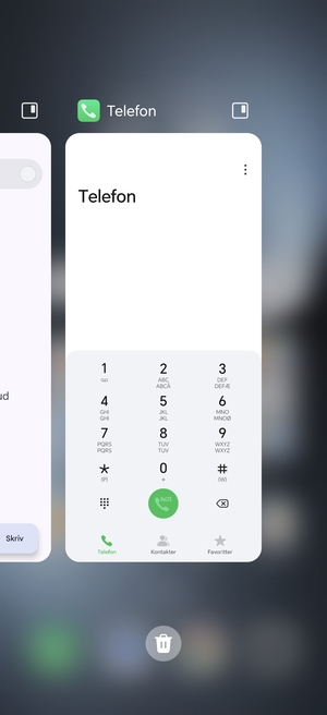 Vælg Slet-ikonet for at lukke alle åbne apps