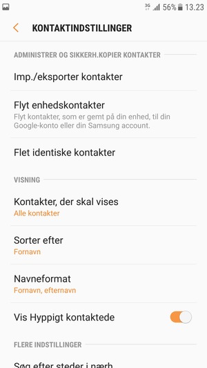 Vælg Imp./eksporter kontakter