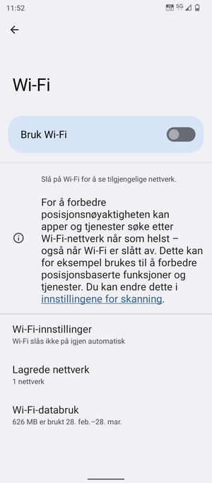 Slå på Bruk Wi-Fi